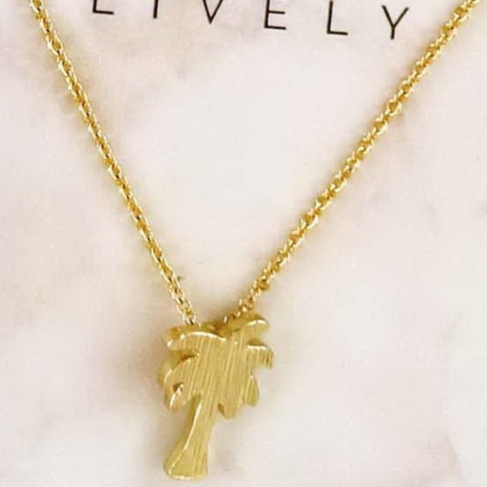 Gold Dainty Tropical Palm Tree Necklace - Picture 3 of 3